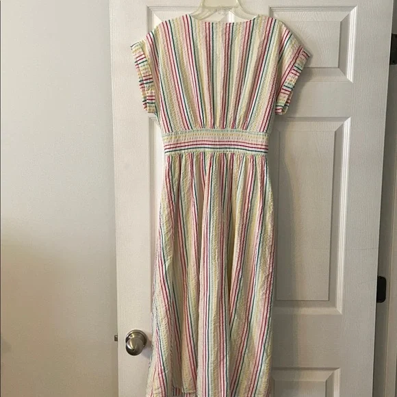 LOFT Colorful Striped Midi Summer Dress bottoms down size 8P brand new - Picture 6 of 12